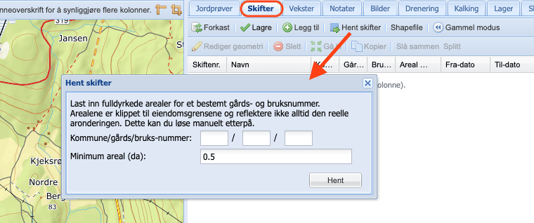 hent skifter, skjermbilde