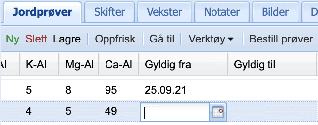jordprøver gyldig fra