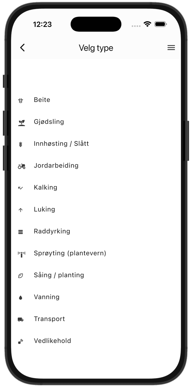 Dato og tid for arbeidsregistrering