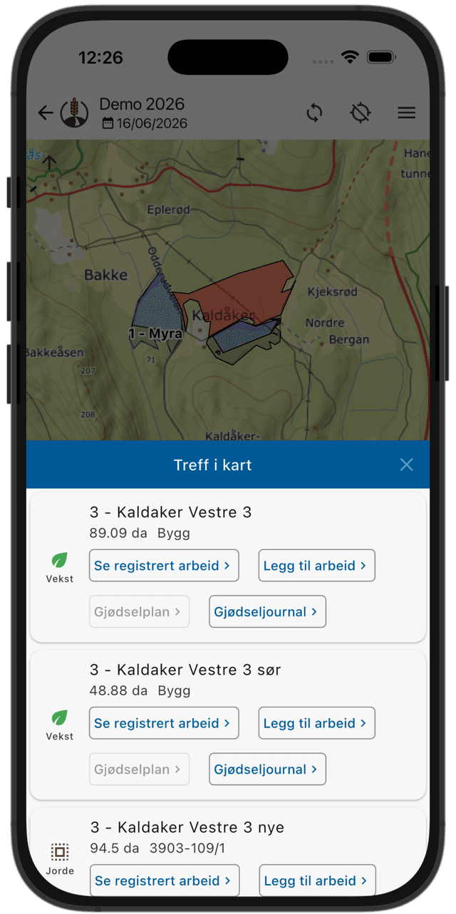 Klikk i kart viser hva du kan jobbe med