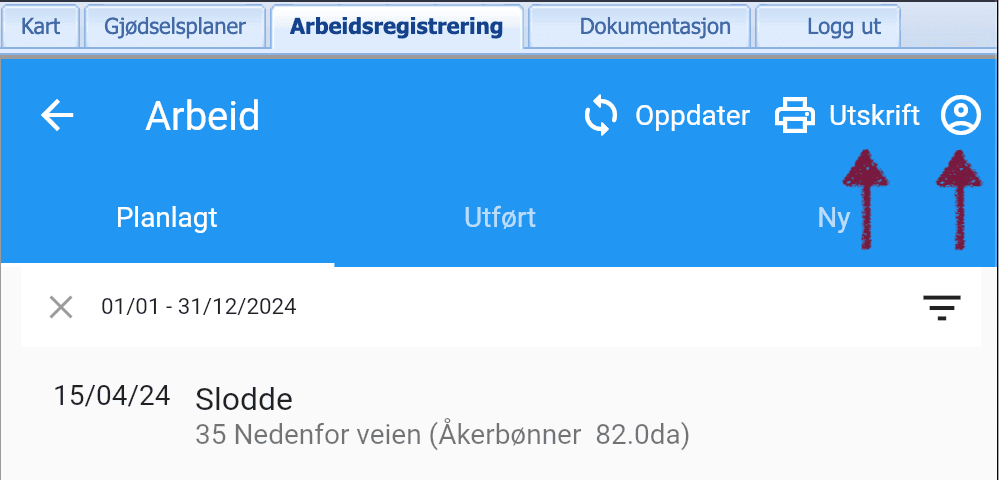 Rapportering av sprøyte- og vannjournal